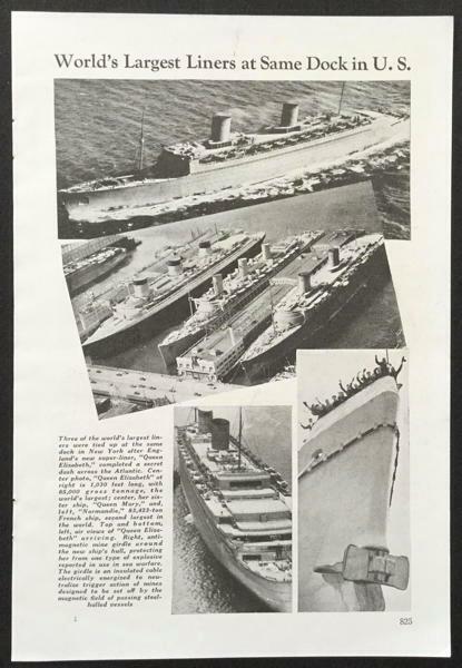 World’s Largest Liners 1940 pictorial Queen Elizabeth - Queen Mary - Normandie