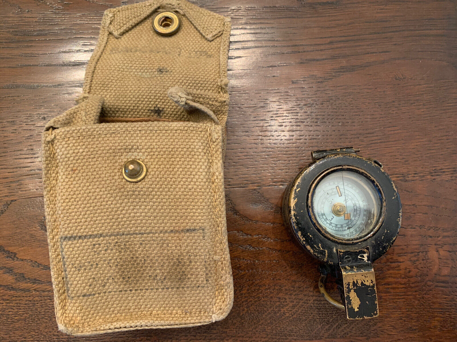 EAC British WW2 Military  Compass with Canvas Case 1942