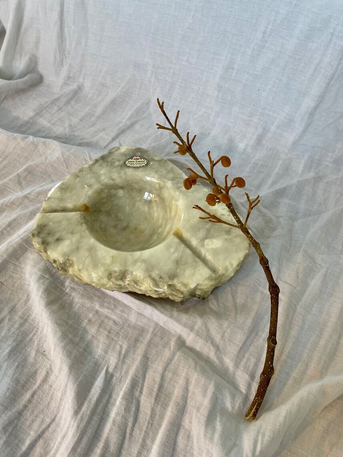Romano Bianchi alabaster ashtray 1960s design large ashtray deco heavy ashtray m