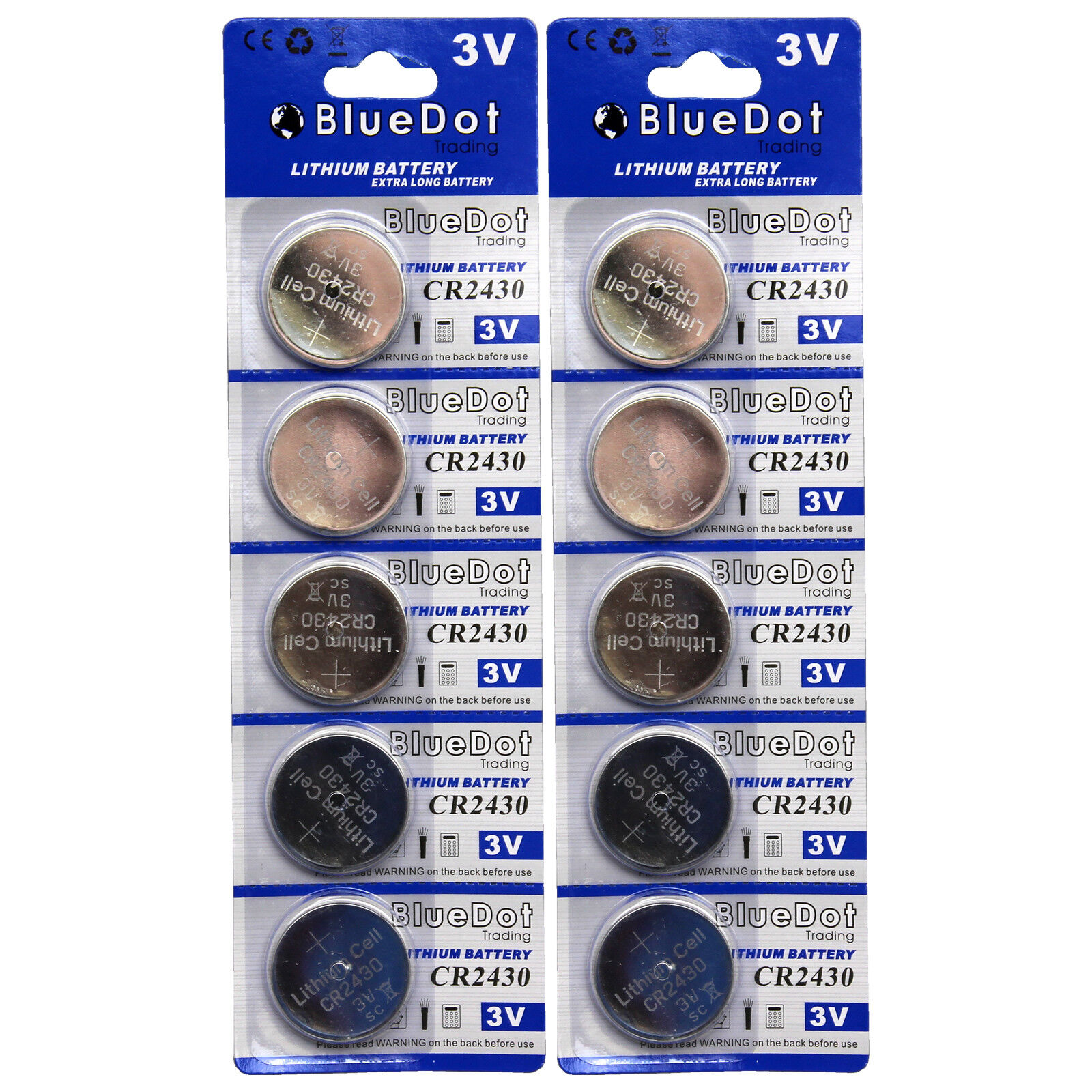 10 CR2430 DL2430 LM2430 BR2430 5011C ECR2430 E-CR2430 L20 LF1/2W Lithium battery