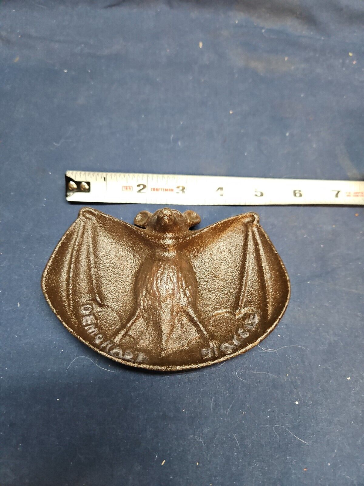 DEMORAST BICYCLE Bat w/ Open Wings Cast Iron Ashtray ~ Coin Tray