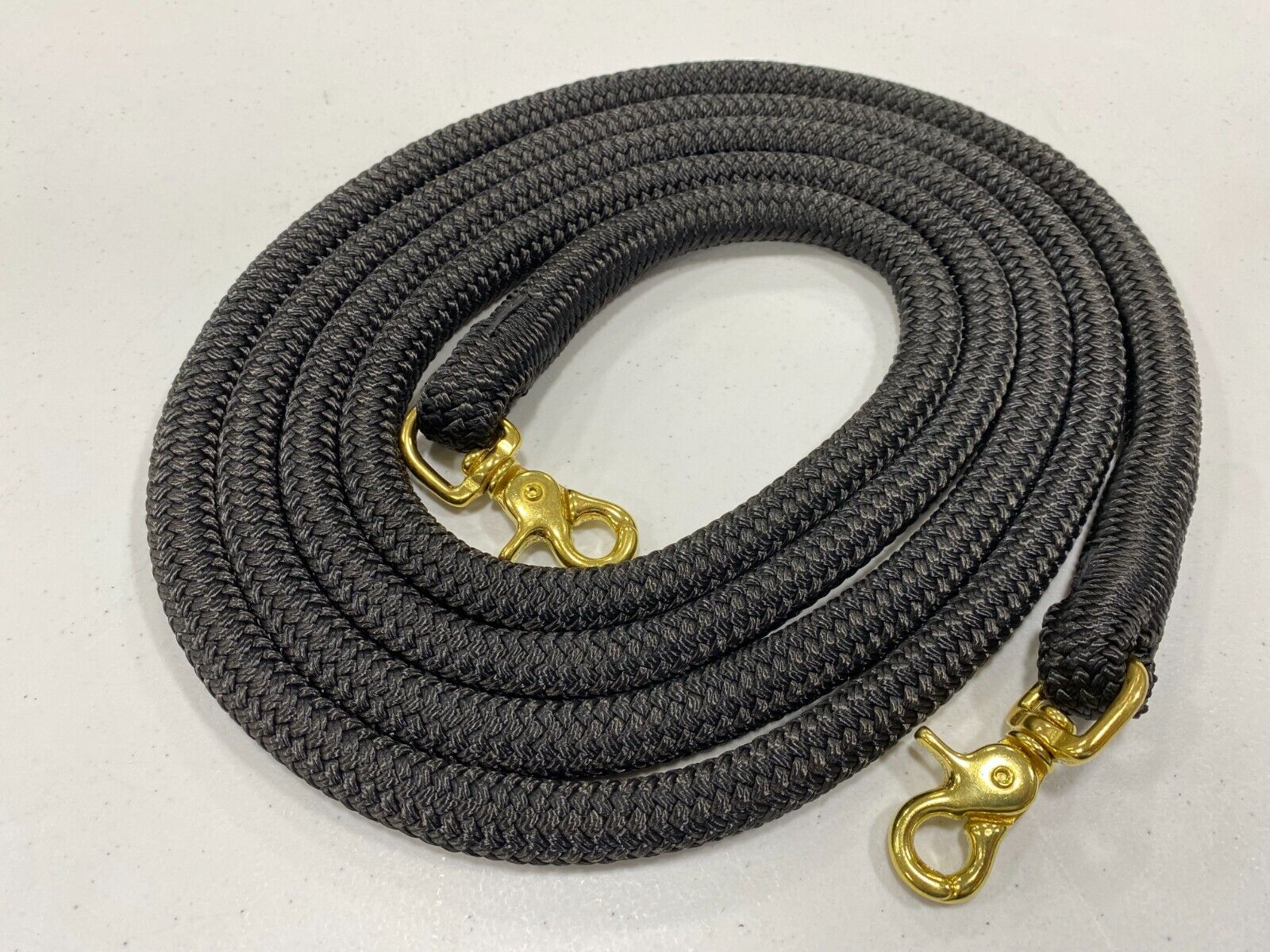 Horse Finesse Rope Reins Black with Snaps - 9 Feet Long