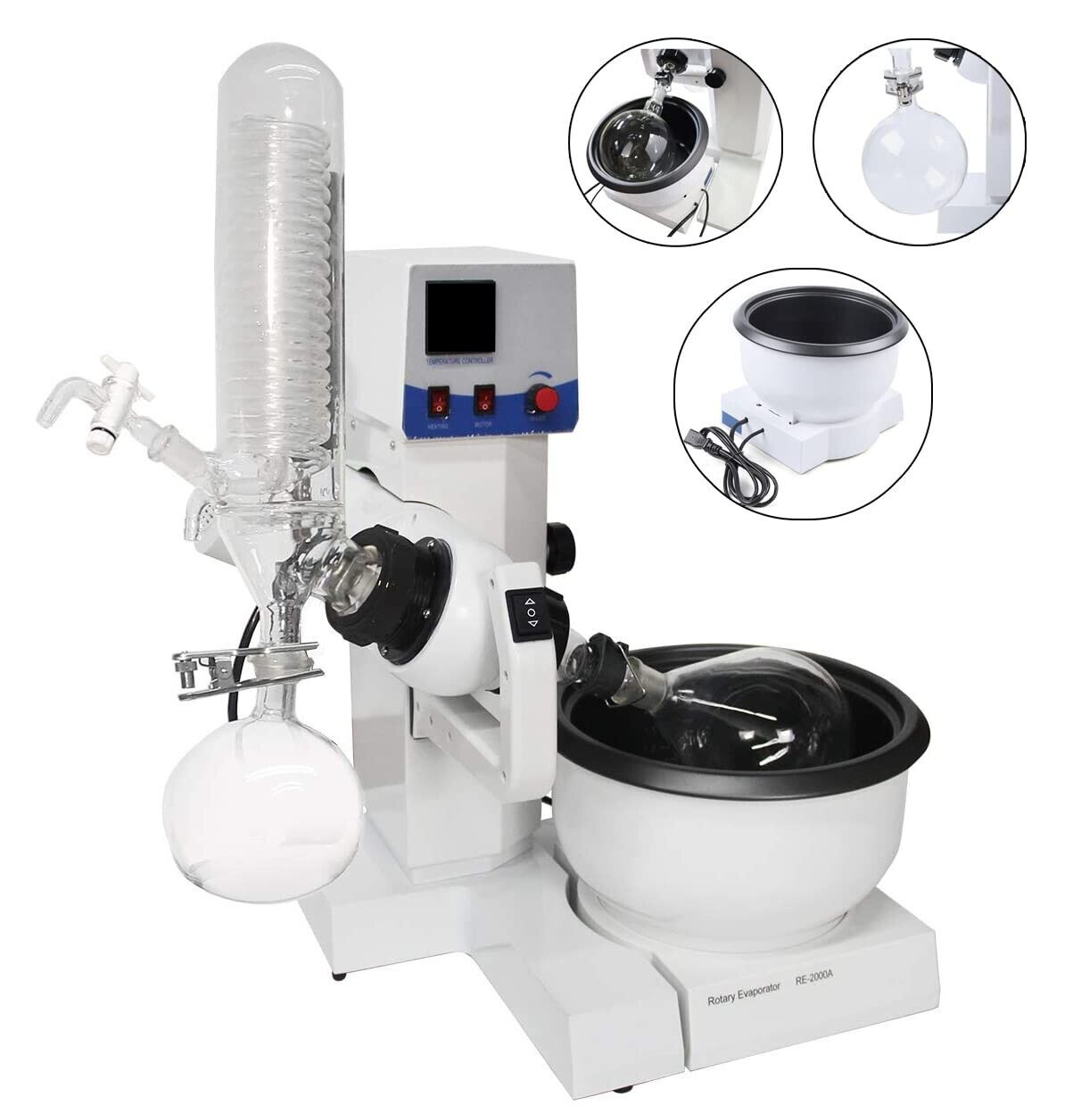 110V Digital Rotary Evaporator, 2L Electric Automatic Lifting Rotary Evaporator