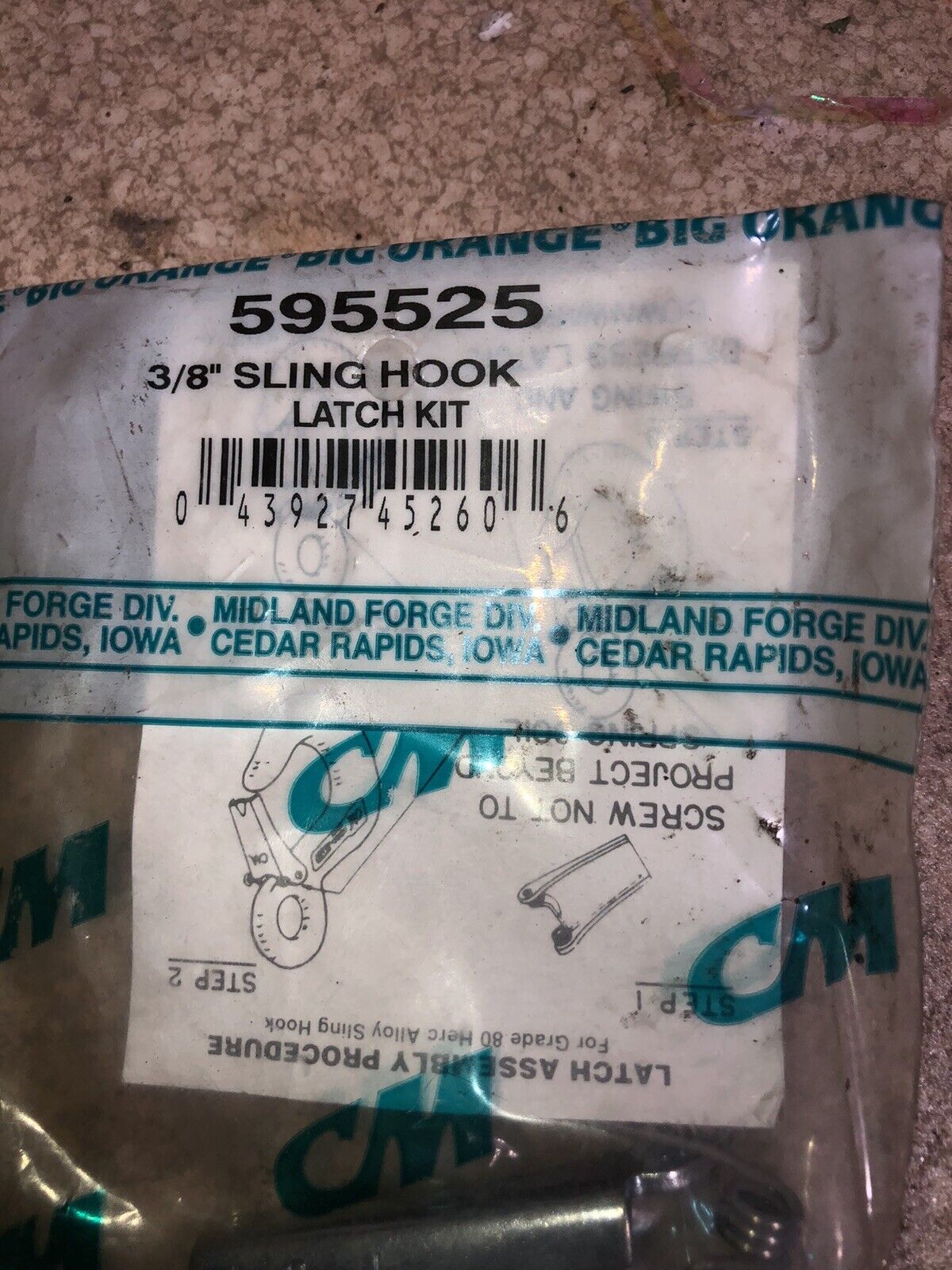 CM  595525 safety latch 3/8 Sling Hook Kit Spring Clip Hoist Chain Big Orange