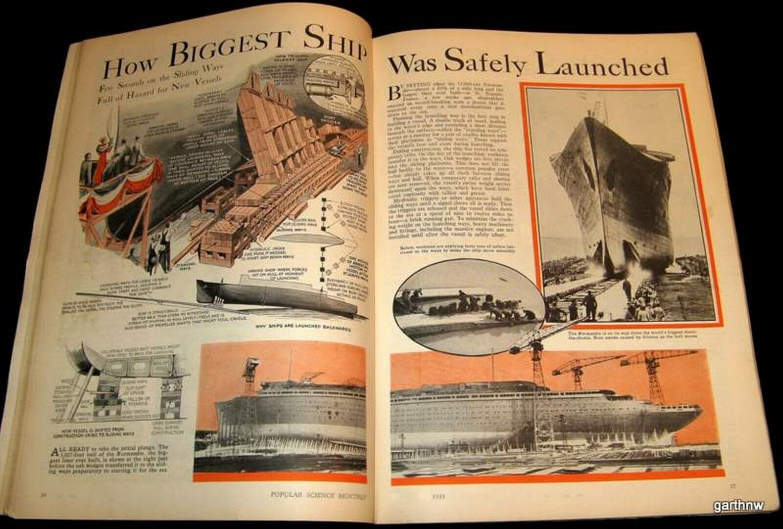 SS NORMANDIE 1933 ART & PICTORIAL HOW WORLD’S BIGGEST OCEAN LINER WAS LAUNCHED