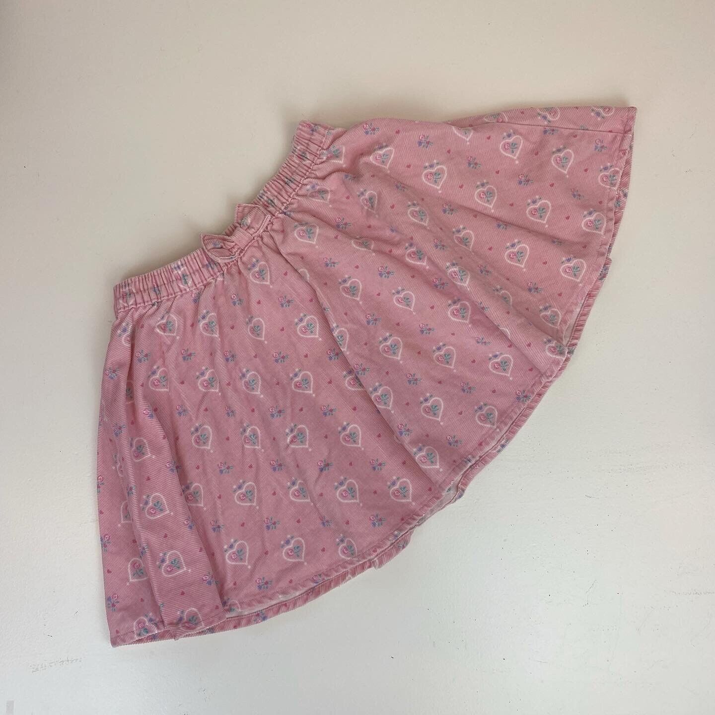 Vintage Oshkosh Skirt 4T Hearts Corduroy Pink Bow
