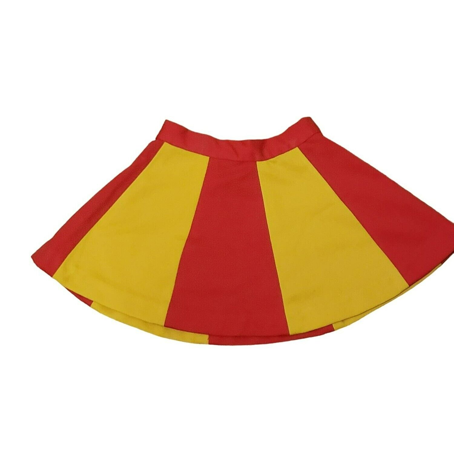 Vtg Red & Gold Circle Skirt, Cheer, Color block, unlined, Approx 24