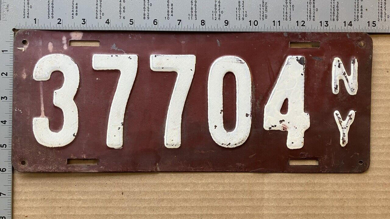 1911 New York license plate 37704 Ford Chevy Cadillac 3548