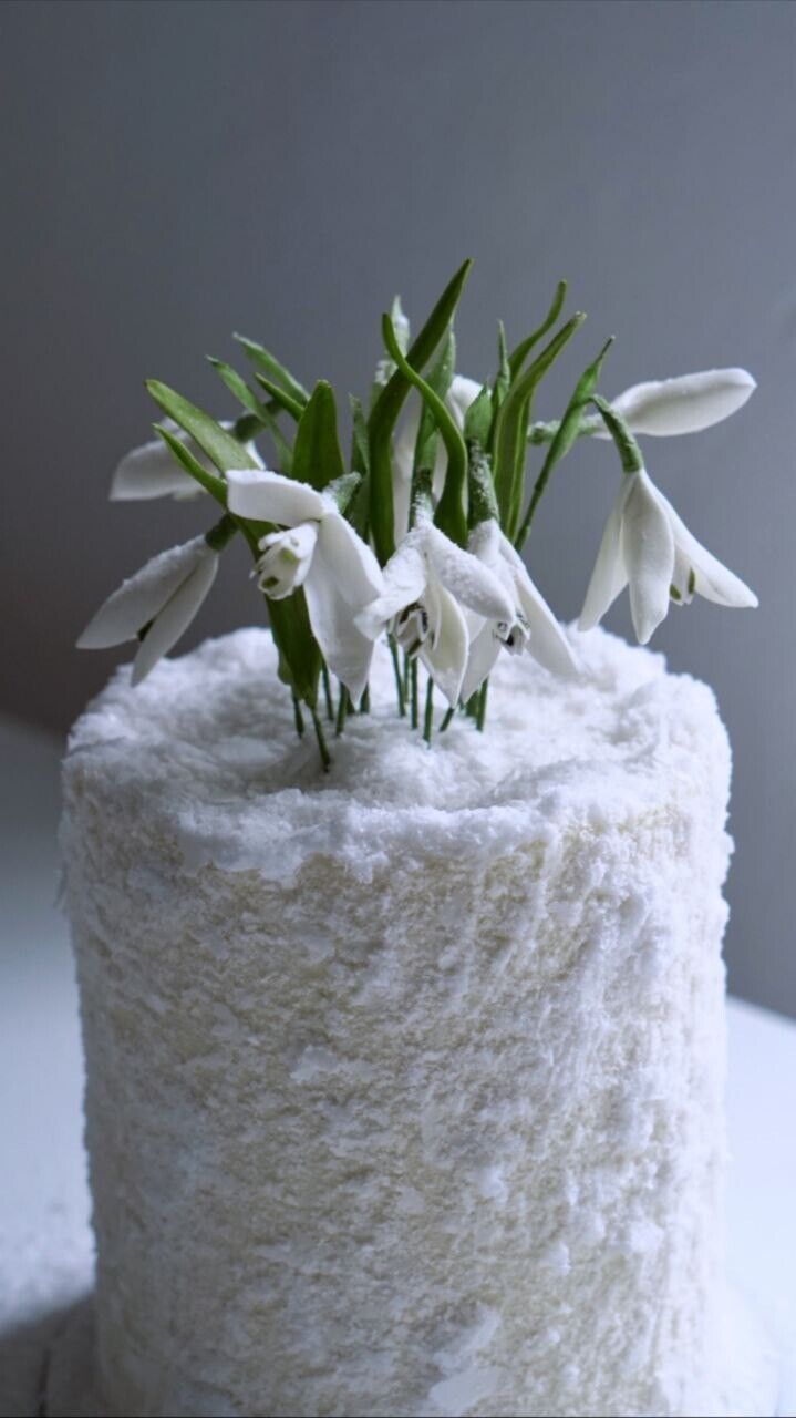 9 Gum paste Snowdrops, Fondant Flower, Sugar Flowers, Cake topper, Edible Flower