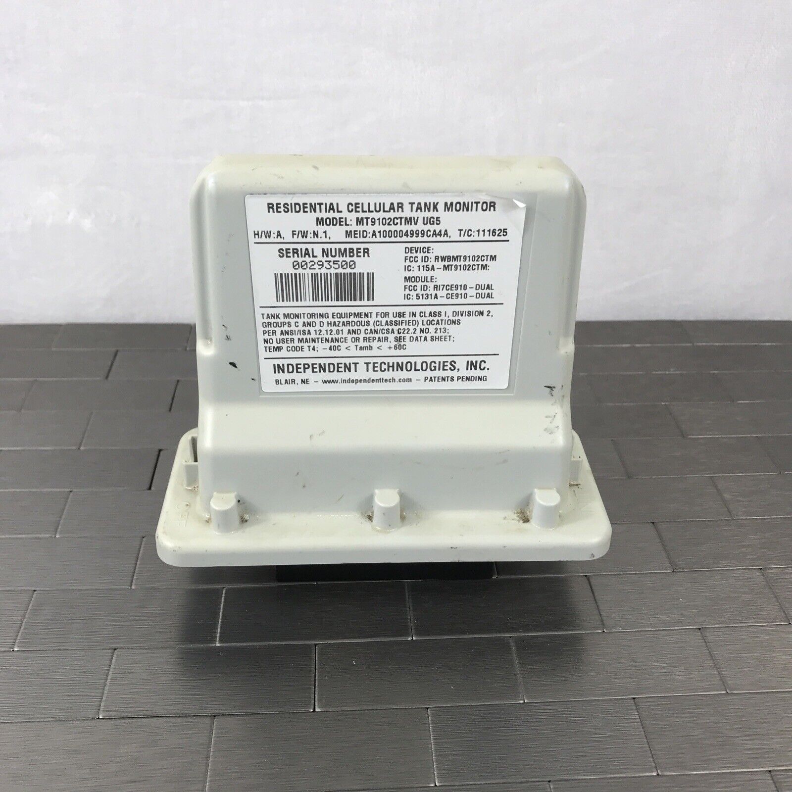INDEPENDENT TECHNOLOGIES INC. Residential Cellular Tank Monitor-For Parts