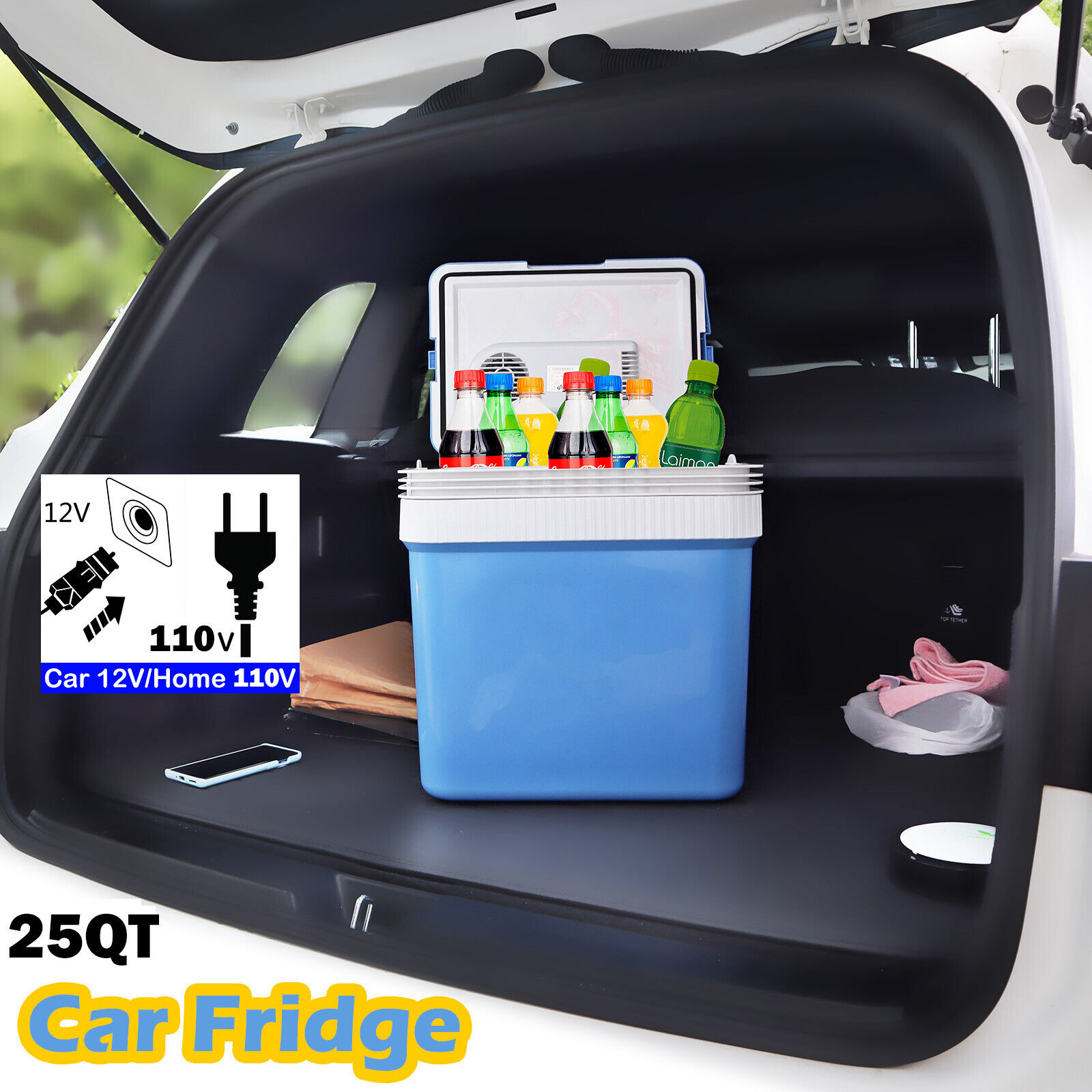 25QT 12V/110V Car Portable Fridge Freezer Cooler Mini Refrigerator Quick Cooling