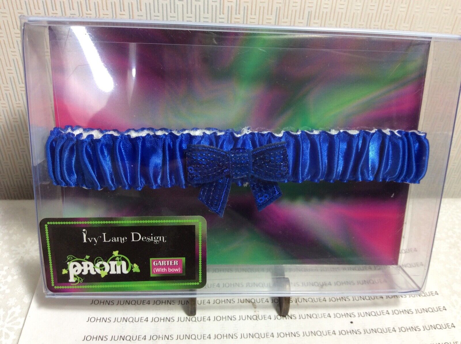 WEDDING OR PROM GARTERS New in plastic casing ROYAL BLUE GARTER w/sequin bow