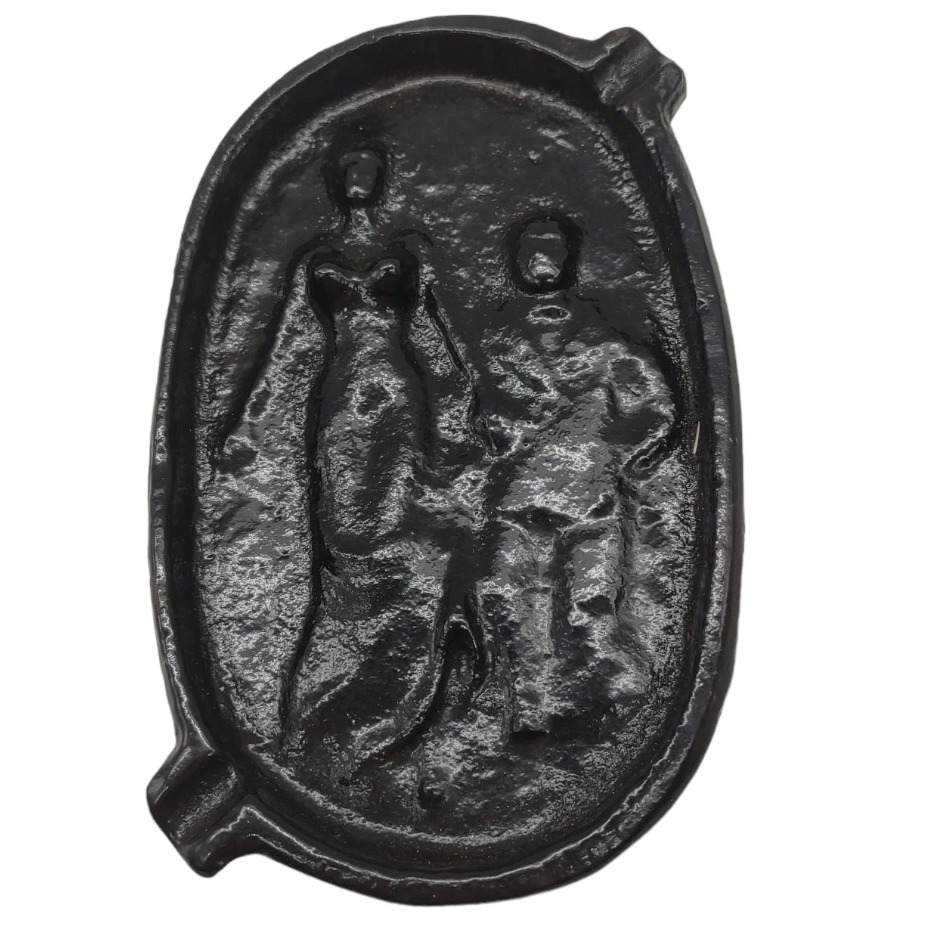 Vintage Cast Iron Naughty Risqué Ashtray Oh Ah Two Sided Tobacciana Collectible