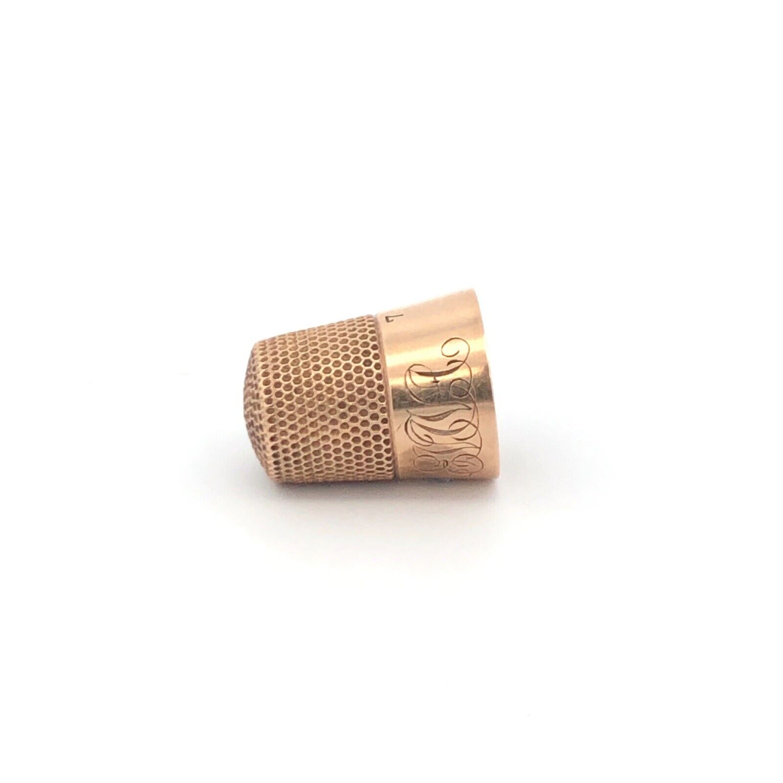 10K 1909 G W A Monogram Engraved Initial Thimble Yellow Gold *95