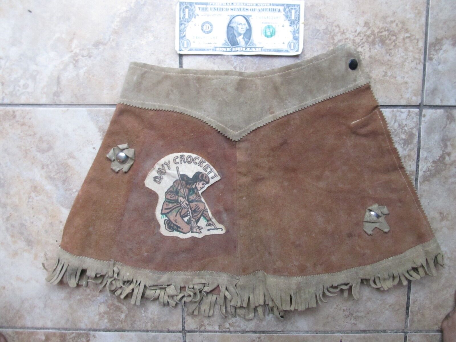 Rare Orig 1950's Girl's Rawhide DAVY CROCKET FRINGED PIONEER SKIRT, Outfit, GIFT