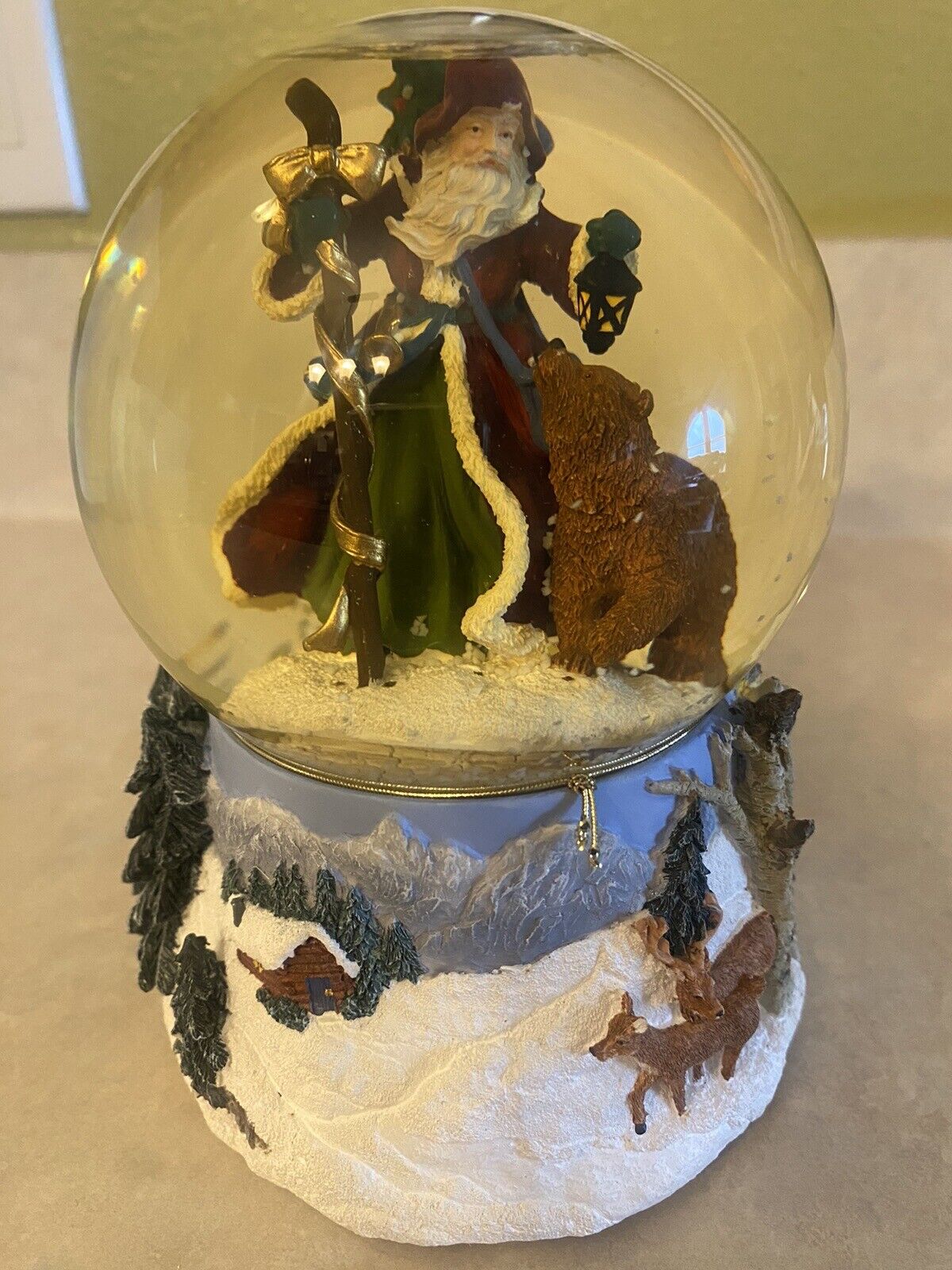 Christmas Musical Snow Globe Limited Edition Collection Santa Claus With Bear