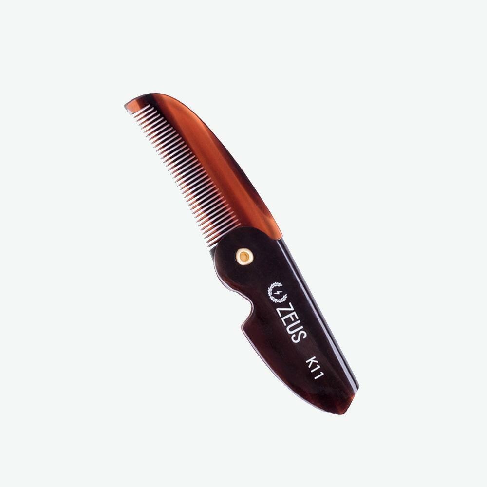 Zeus Fine Tooth Mustache Comb Folding Anti Static and Compact Pocket Comb