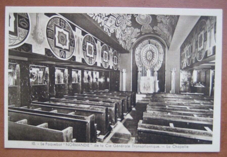 NORMANDIE (French) Interior photo of The Chapel c1936