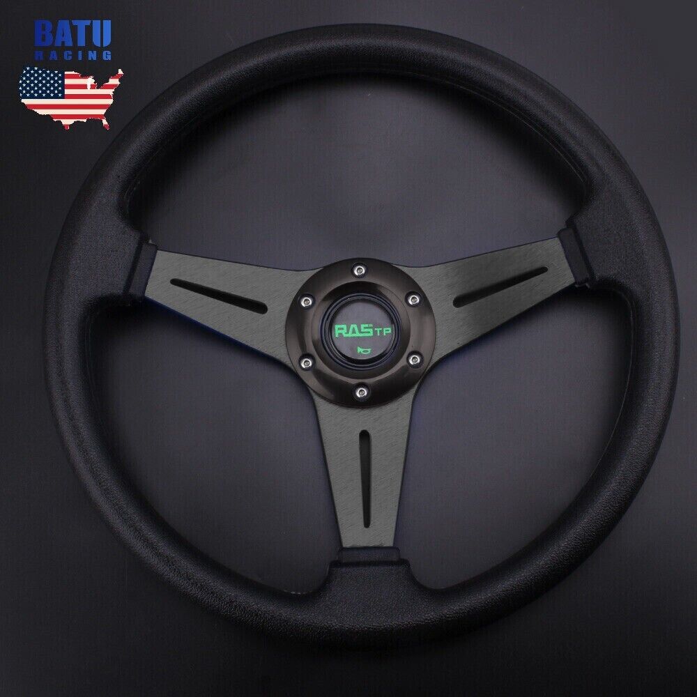 Black 14INCH Universal Aluminum Racing Steering Wheel Drifting Deep Dish