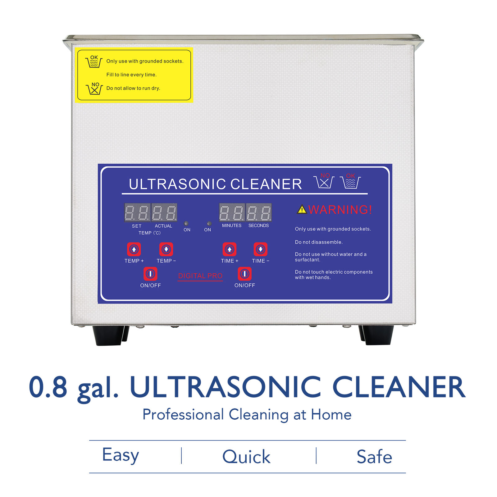 CREWORKS Industry 3L Stainless Steel Ultrasonic Cleaner Glasses Cleaner w/ Timer