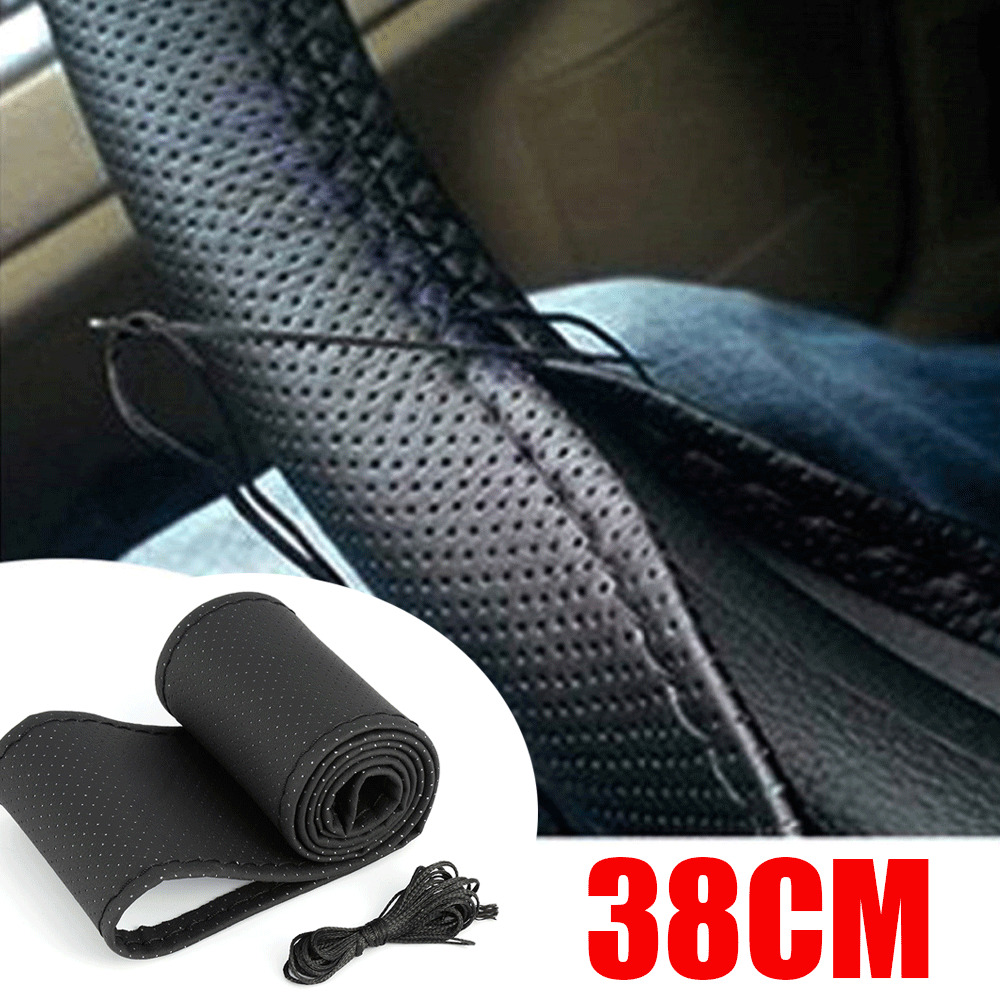 DIY Hand Sewing Fine Leather Auto Car Steering Wheel Cover W/ Needle & Thread US