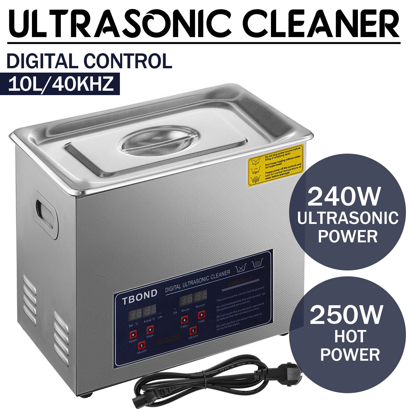 10L Ultrasonic Cleaner Digital Sonic Cleaning Equipment Industry Heated W/ Timer