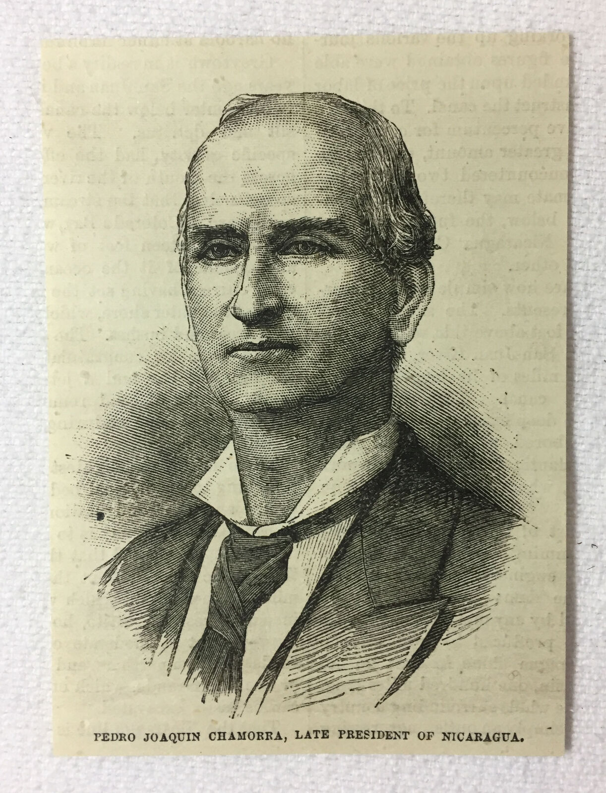 1880 magazine engraving~ PEDRO CHAMORRA, LATE PRESIDENT OF NICARAGUA