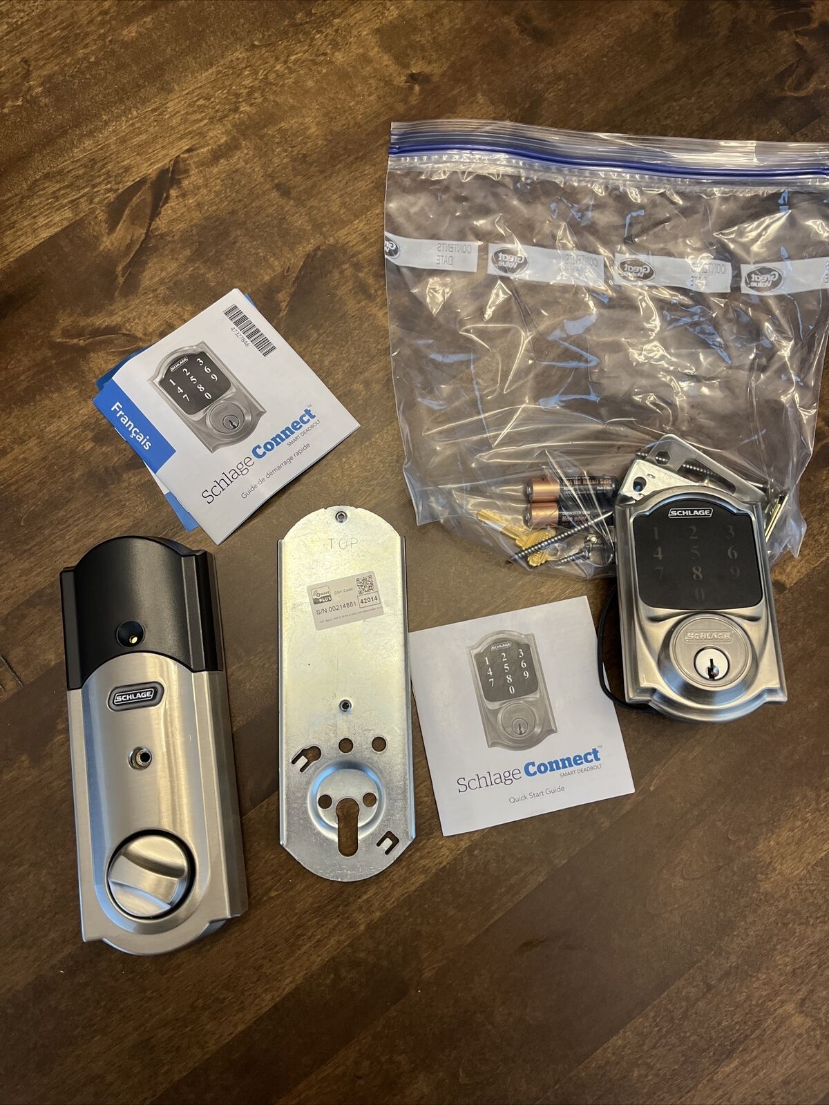 SCHLAGE Connect SATIN NICKEL Smart Deadbolt Alarm BE469ZP