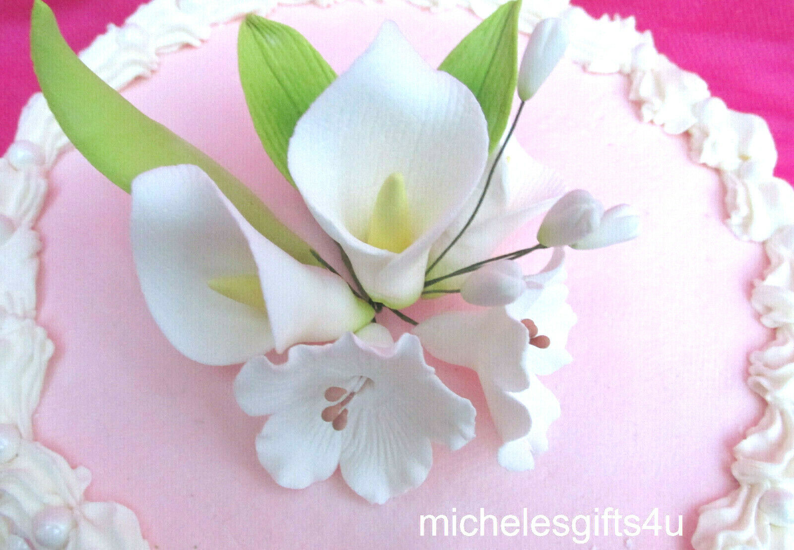 Gum Paste Sugar Calla Lilies Leaves White Blossoms Cake Decorating Flowers