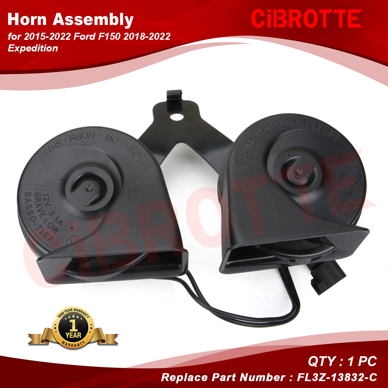 High & Low Pitch Horn Assembly for 2015-2022 Ford F150 2018-2022 Expedition🏅