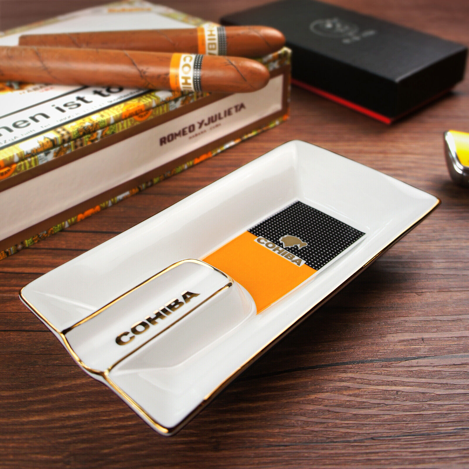 Cigar Portable Ashtray Metal Pocket Cigar Ash Slot Travel Ashtray Outdoor 1 Rest