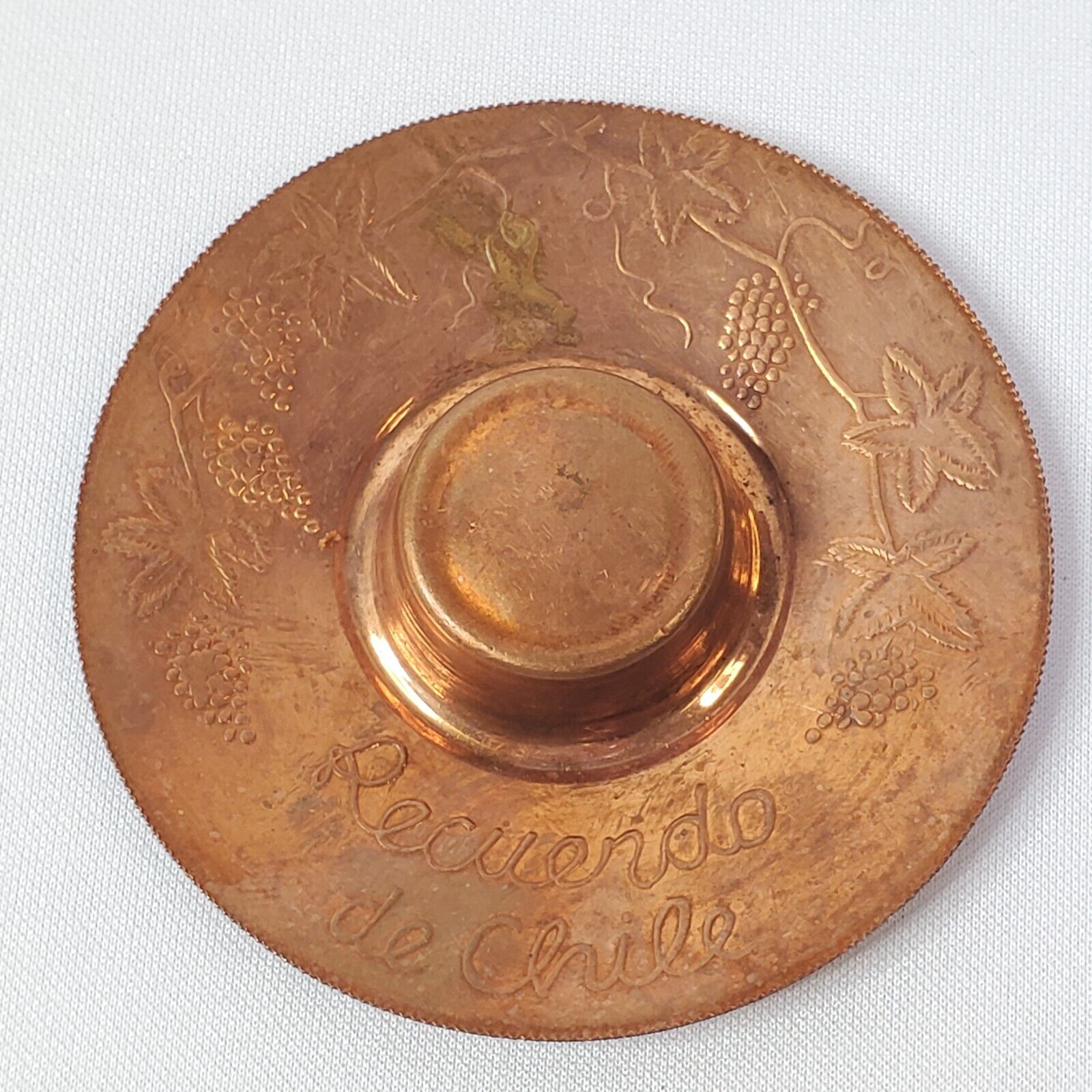 Recuerdo de Chile Copper Souvenir  Sombrero Embossed Memories of Chile 2.75