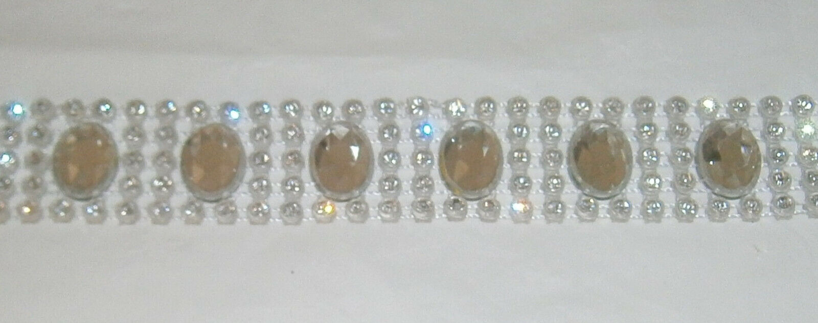 Elegant 1 Yard 5 Row Oval Rhinestone Wedding Cake Mesh Banding Trim 1