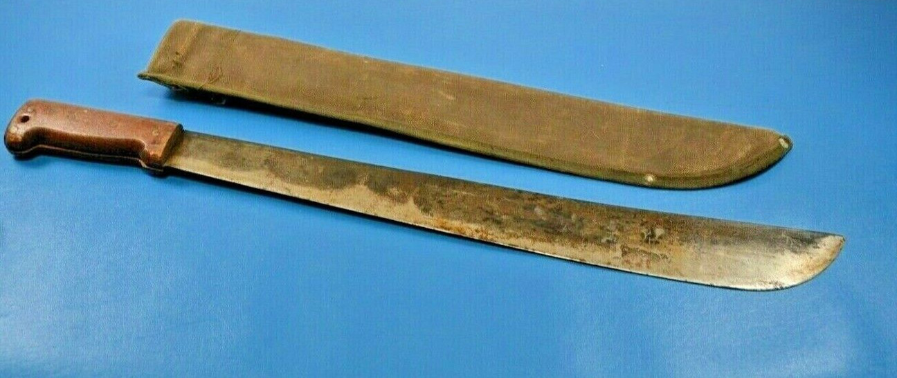 Rare WWII British Machete H.M. & Co. 1944 ^  Bolo Sword Knife + Canvas Sheath