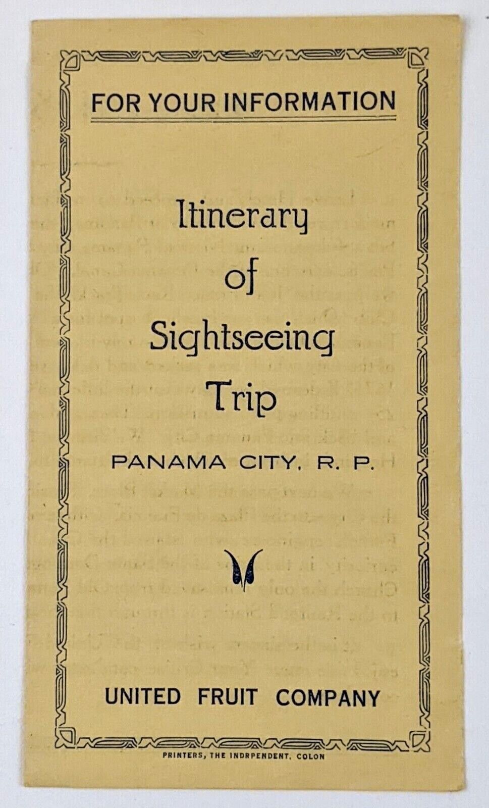 1950s United Fruit Co Panama City Panama Sightseeing Tour Vintage Ad Pamphlet