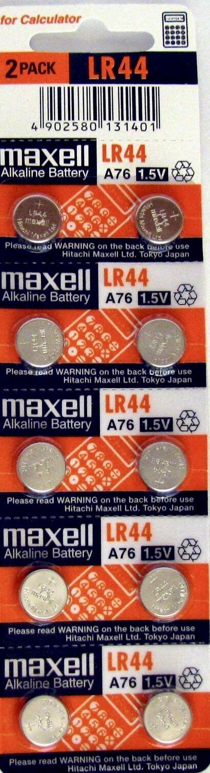 LR44 Maxell (10 piece) LR44 MAXELL A76 L1154 AG13 357 New Alkaline Battery Fresh