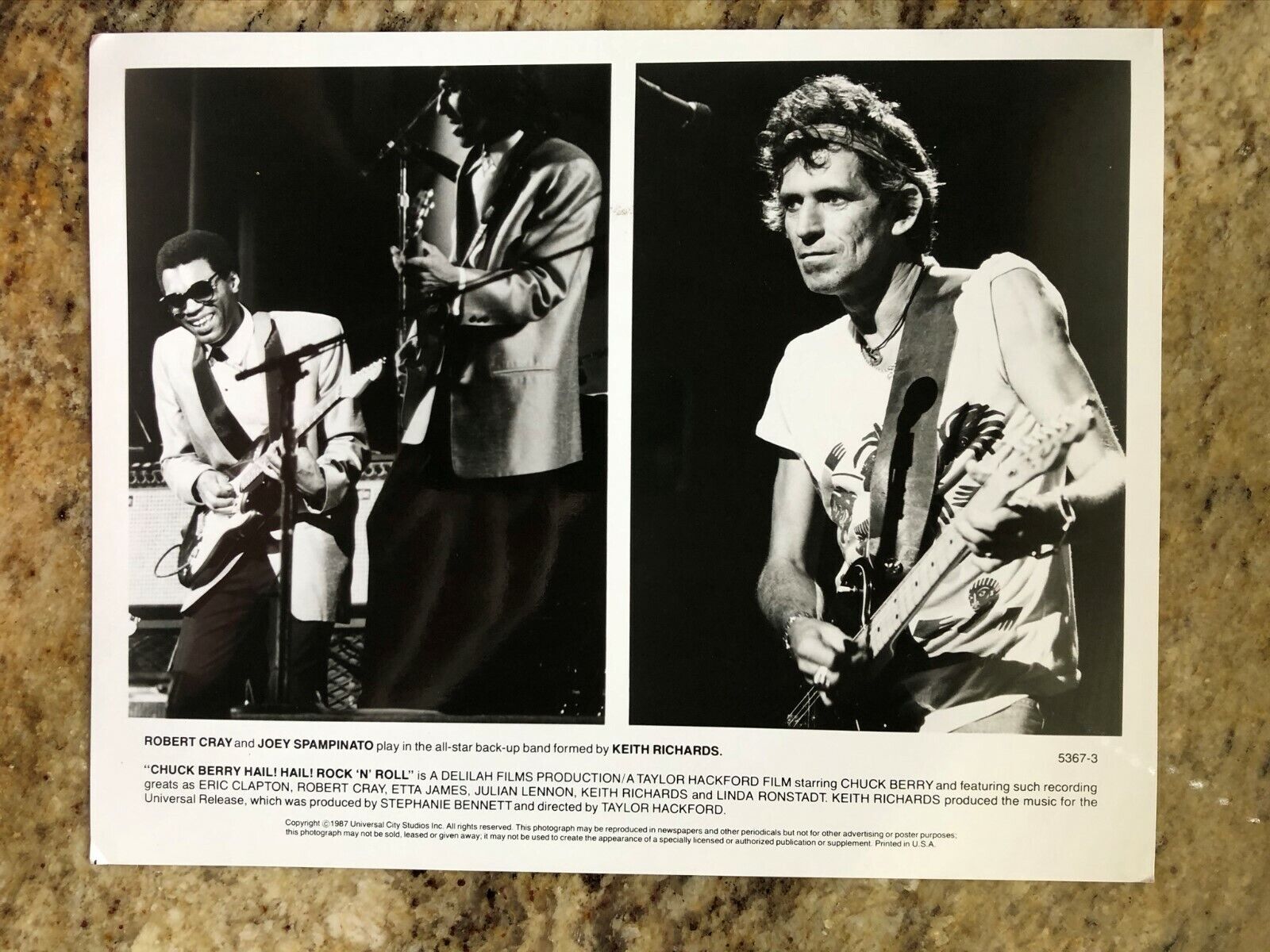 KEITH RICHARDS 1987 Press Photo ROLLING STONES ROBERT CRAY JOEY SPAMPINATO