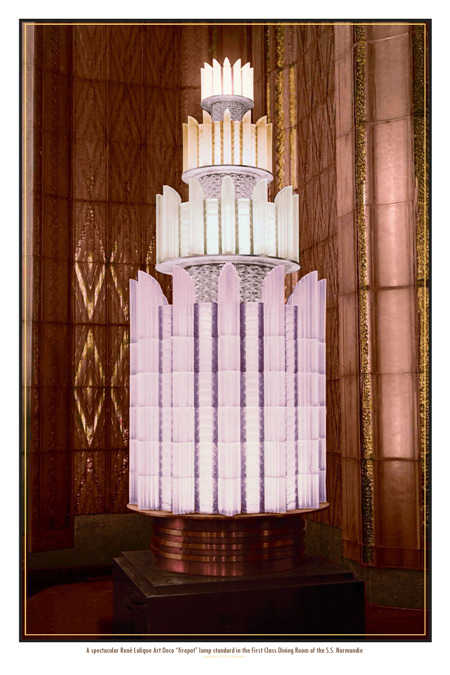 OCEAN LINERS 2074 S.S. Normandie Firepot Art Deco - French Line  12 x 18