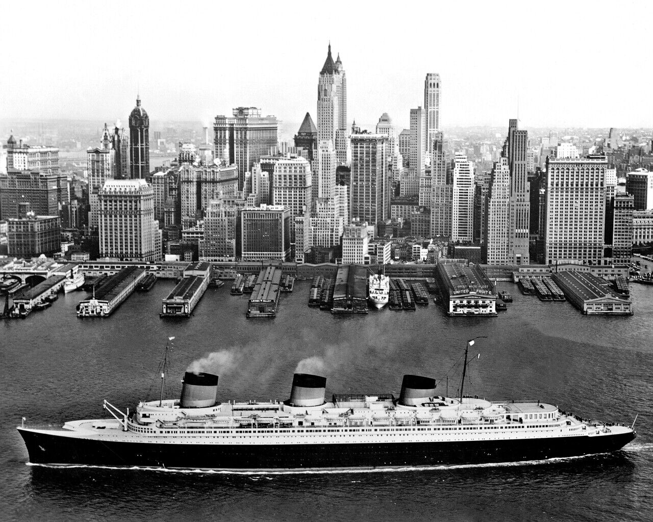 New 8x10 Photo: SS Normandie, French Ocean Liner Passenger Ship in New York