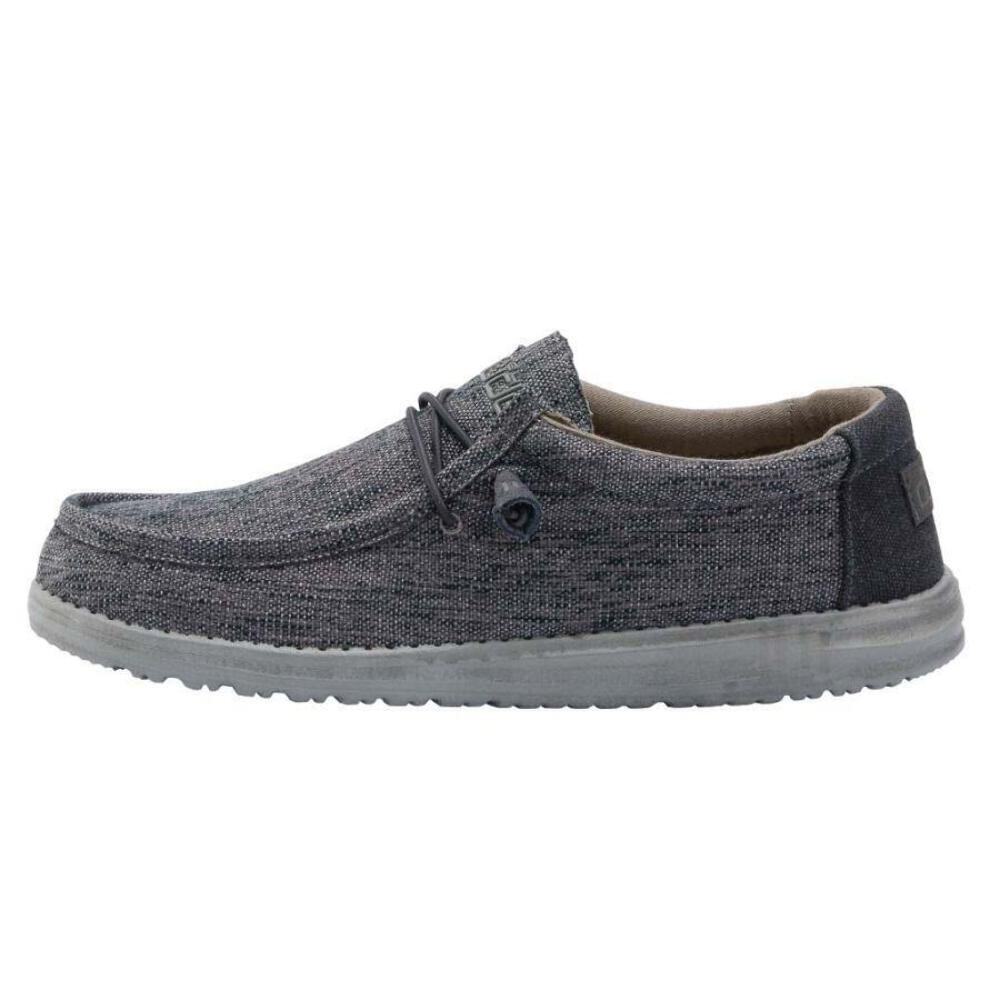 Hey Dude Wally Woven - Carbon | Men’s Shoes | Men's Slip on Loafers | Light Weig
