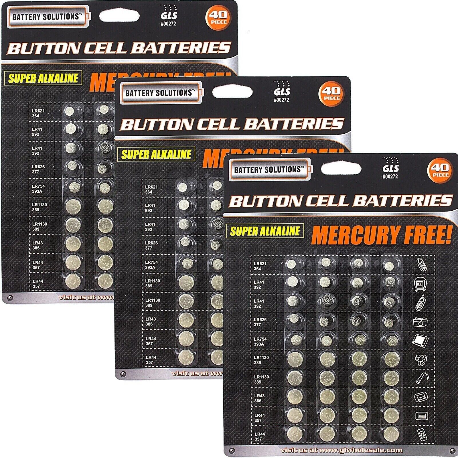120 PC BUTTON CELL ASSORTED COIN BATTERIES 40 PIECE ALKALINE piece watch camera