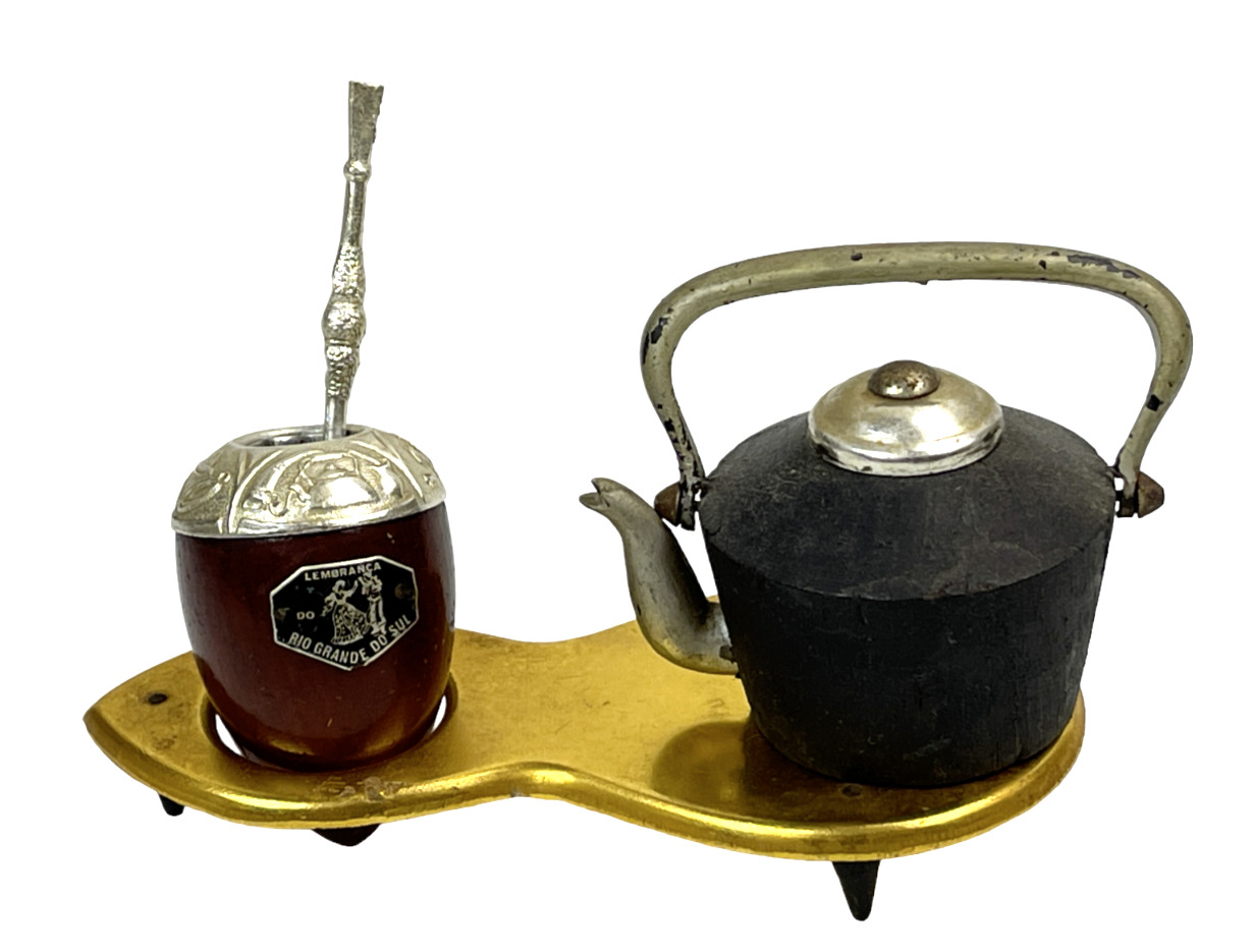 Vintage Rio Grande Do Sul Brazil Souvenir Faux mini Mate Tea set
