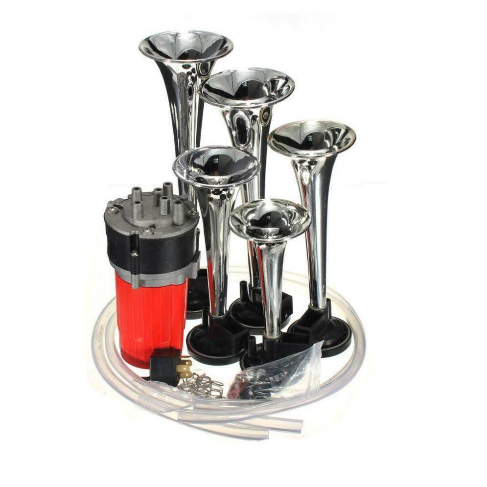 5Pc 125Db Dukes of Hazzard Dixie Horn Kit Air Compressor Musical Trumpets Silver