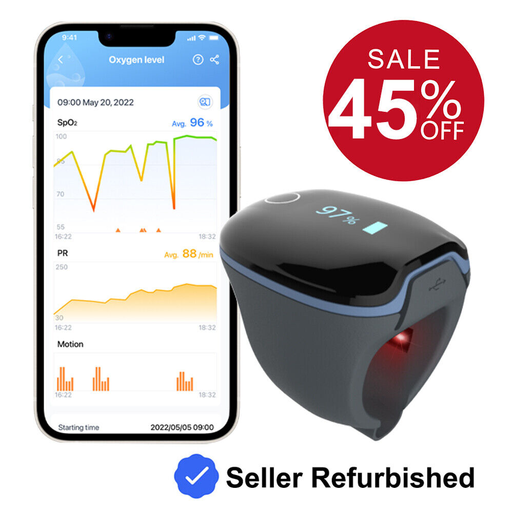 Wellue O2Ring Oximeter Continuous Tracking Heart Rate Blood Oxygen Saturation