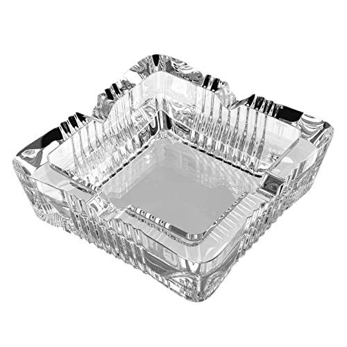 Glass Ashtray Square Crystal Classic Design Ashtray Home Large for Cigarettes