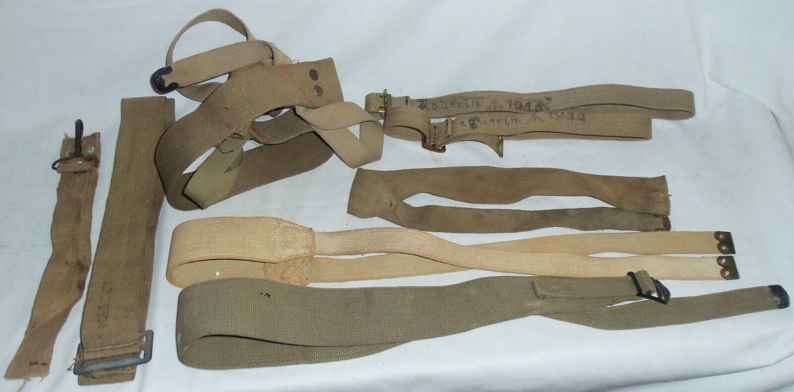 Lot of WWII British Web Equipment Straps dated 1944