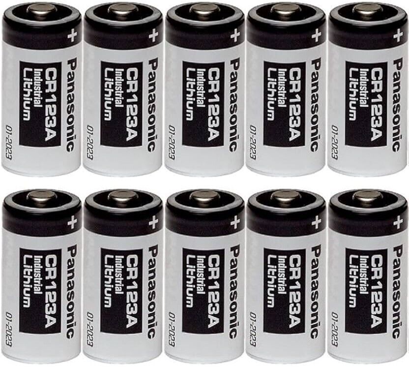 10 TEN Panasonic CR123A 123A Industrial 3V Lithium Batteries EXP 2025-2028
