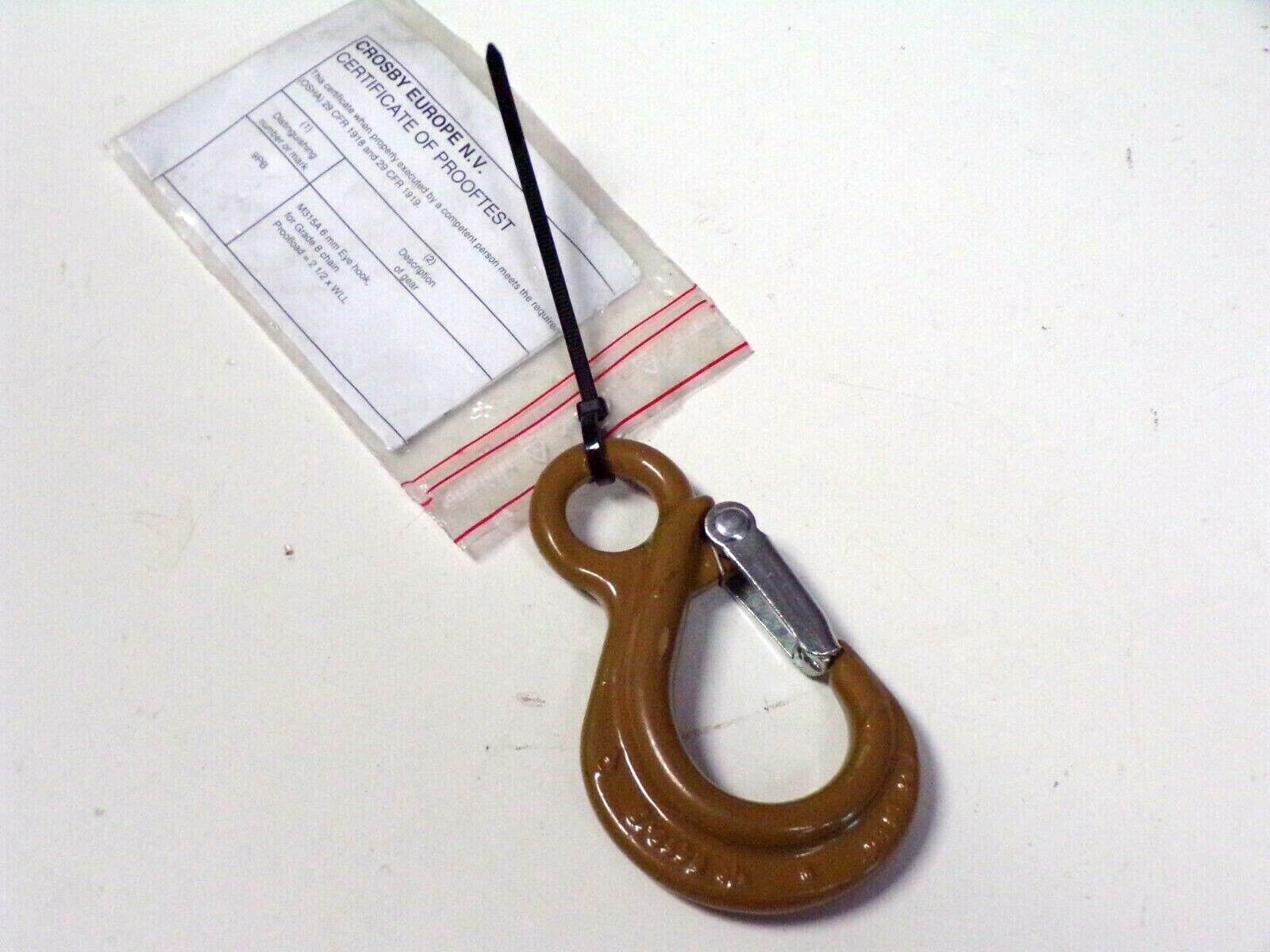 New CROSBY M315A 6mm Eye Hook for Grade 8 Chain - 2-1/2 WLL- Free Shipping