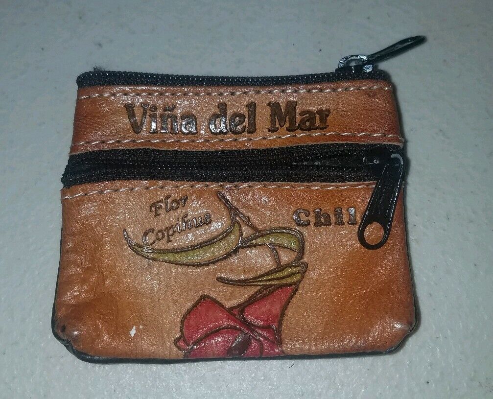 Vina del Mar Chile Flor Copihue Mini Change Purse Souvenir