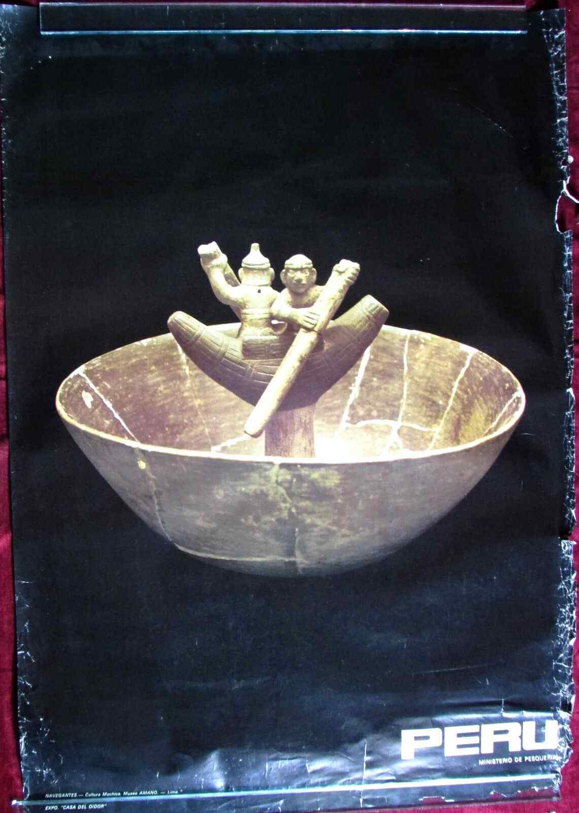 1980s Original Vintage Poster Peru Traditional Casa Del Oidor